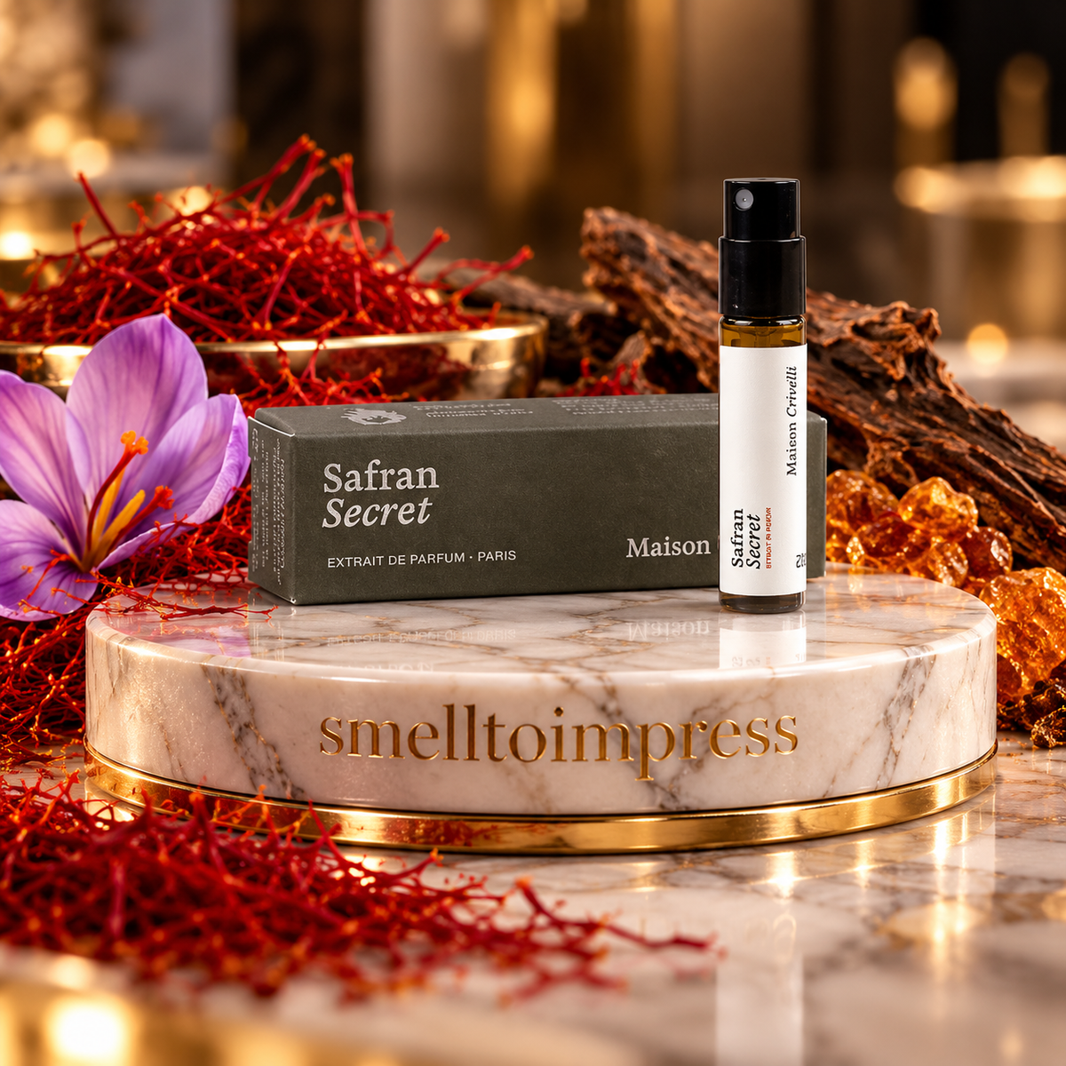 bilde av offisiell parfymeprøve av Maison Crivelli Safran Secret 1,5 ml
