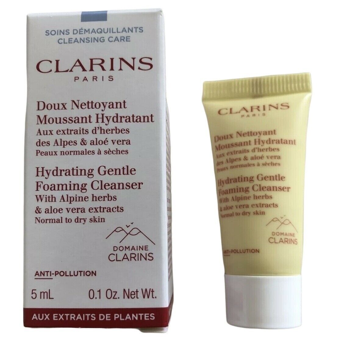 Clarins Hydrating Gentle Foaming Cleanser Mini hudpleieprøve 5ML 0,1 oz. Normal til tørr hud