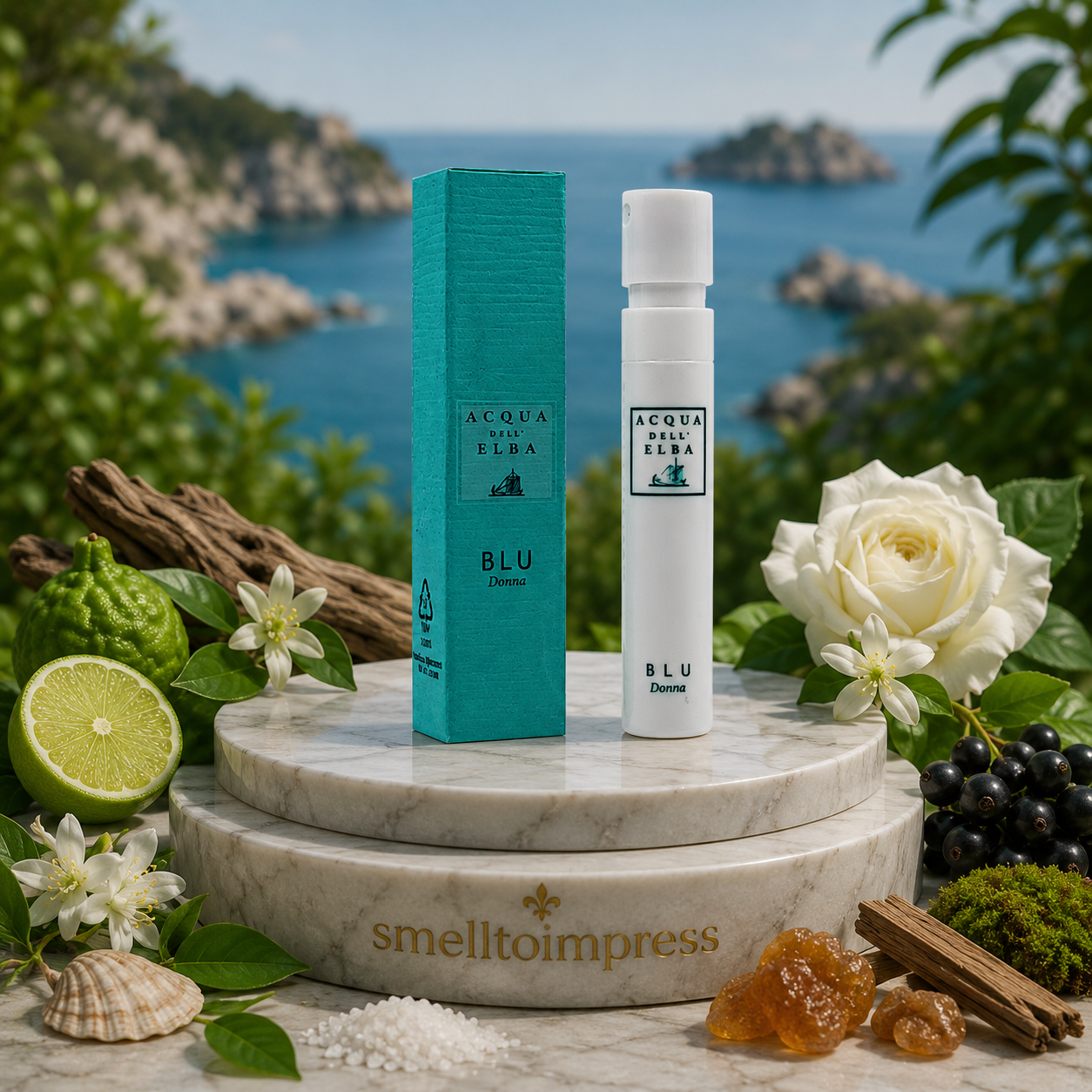 bilde av Acqua dell' Elba Blue Donna offisiell parfymeprøve 1,2 ml 0,04 fl. oz