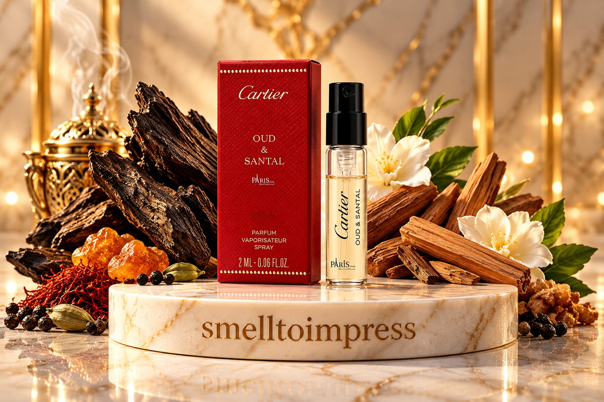 bilde av Cartier Les Heures Voyageuses Oud and Santal 1,5 ml 0,05 fl. oz. offisiell parfymeprøve parfymeprøver