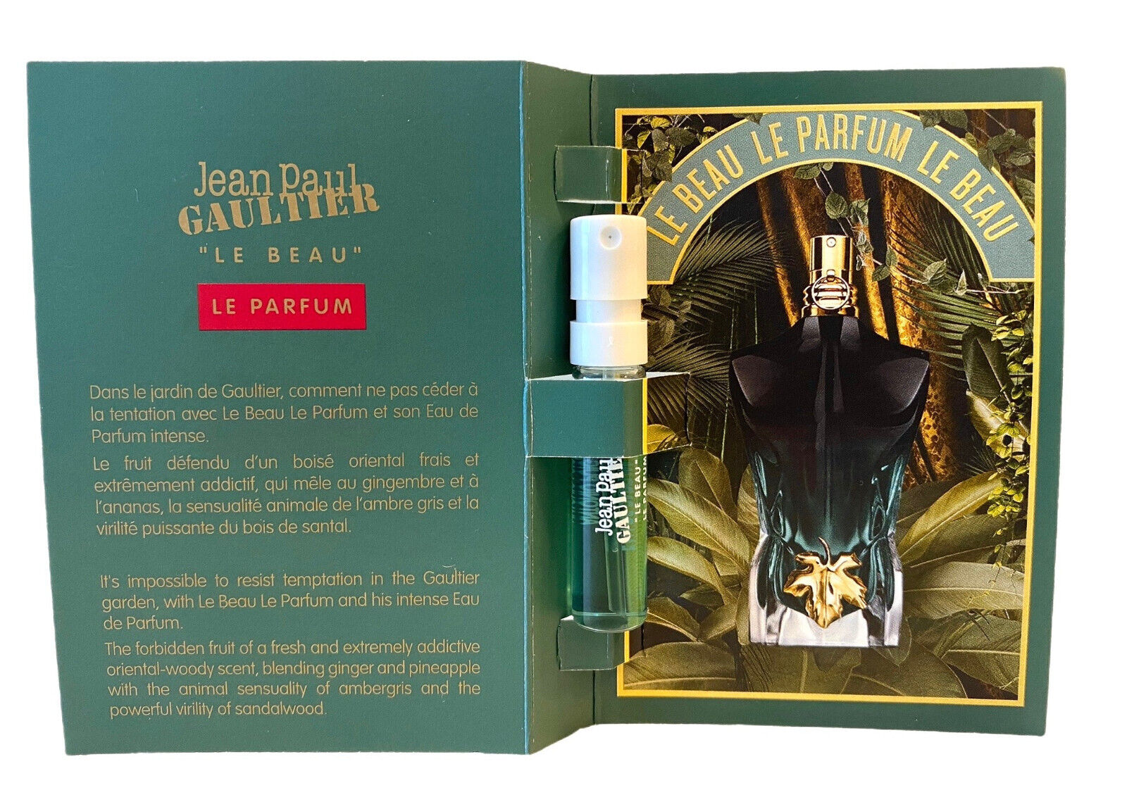 Jean Paul Gaultier Le Beau Le Parfum Intens offisiell parfymeprøve, Jean Paul Gaultier Le Beau Le Parfum Intens dufttester