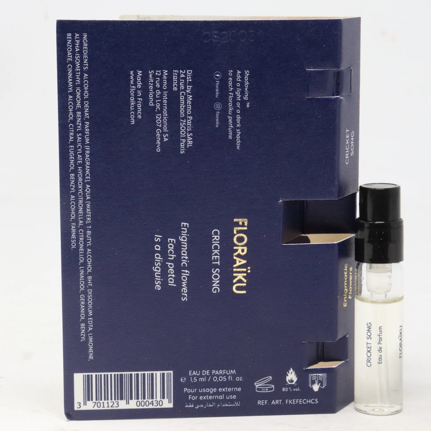 offisiell parfymeprøve av Floraiku Cricket Song-dufter 1,5 ml