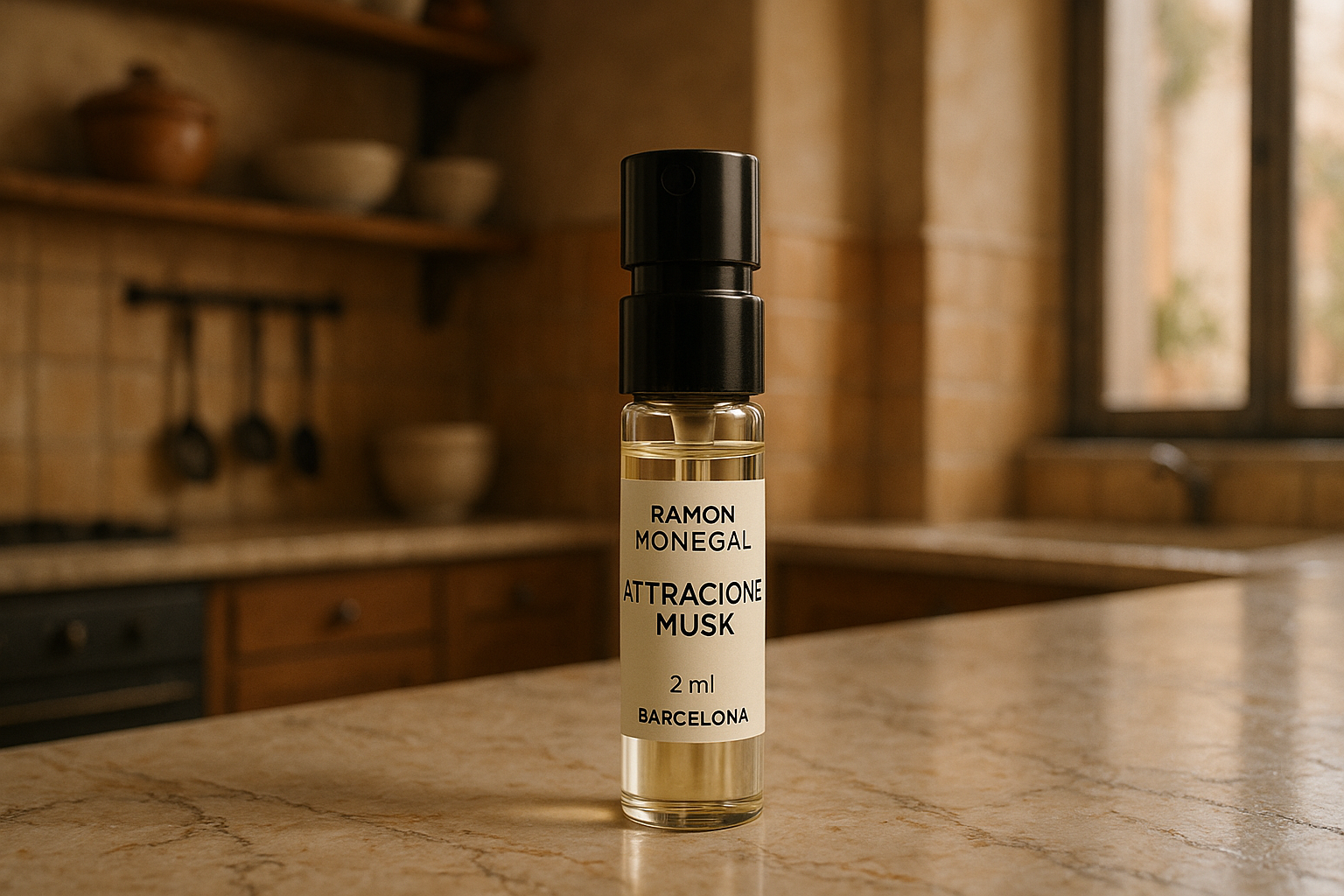 Ramon Monegal Atractone Musk offisiell parfymeprøve 2ml 0,06 fl.o.z. parfymetester, italiensk stil mens skyggekjøkken