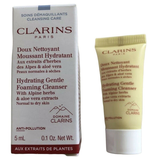 Clarins Hydrating Gentle Foaming Cleanser Mini hudpleieprøve 5ML 0,1 oz. Normal til tørr hud